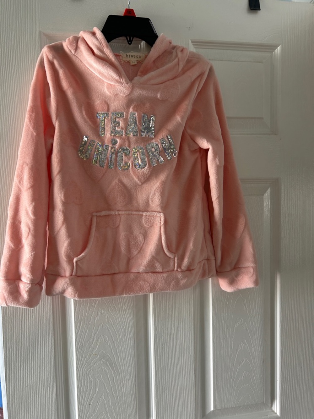 btween Sparkle 'Team Unicorn' Pink Hooded Pullover